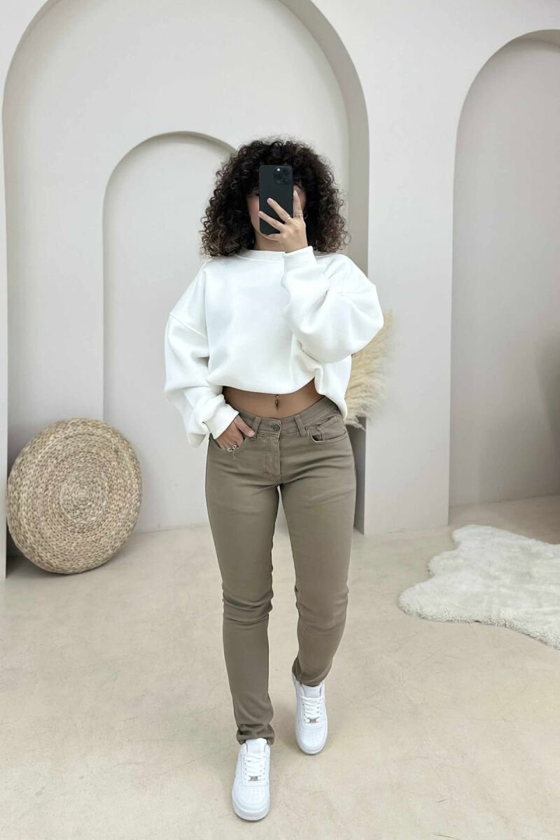 ONE COLOR DENIM SIMPLE WOMEN JEANS OLIVE/ULLI - 1