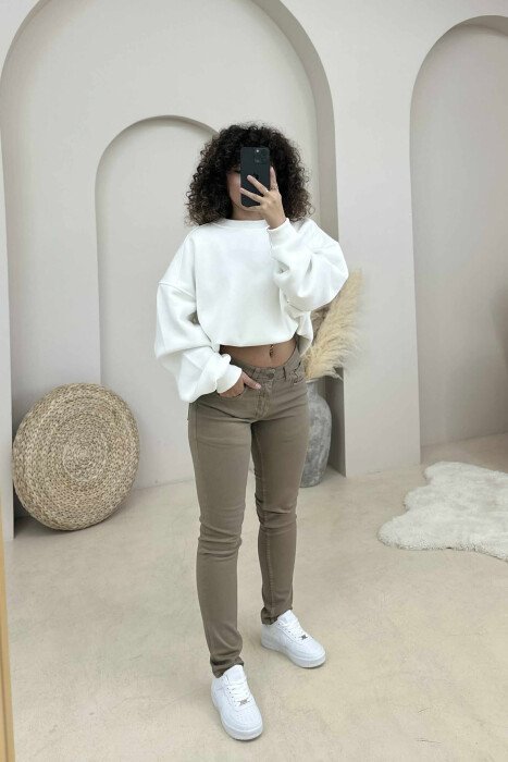 ONE COLOR DENIM SIMPLE WOMEN JEANS OLIVE/ULLI - 3