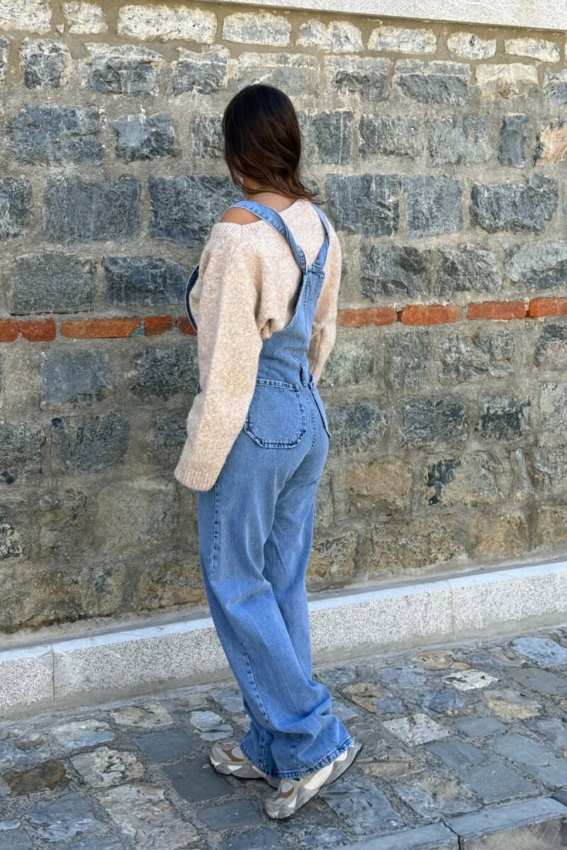 ONE COLOR DENIM SIMPLE WOMEN JUMPSUIT LIGHTBLUE/BZ - 4
