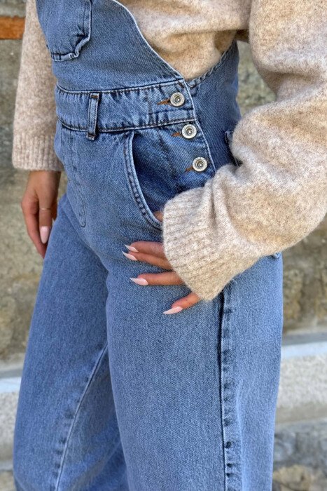 ONE COLOR DENIM SIMPLE WOMEN JUMPSUIT LIGHTBLUE/BZ - 5
