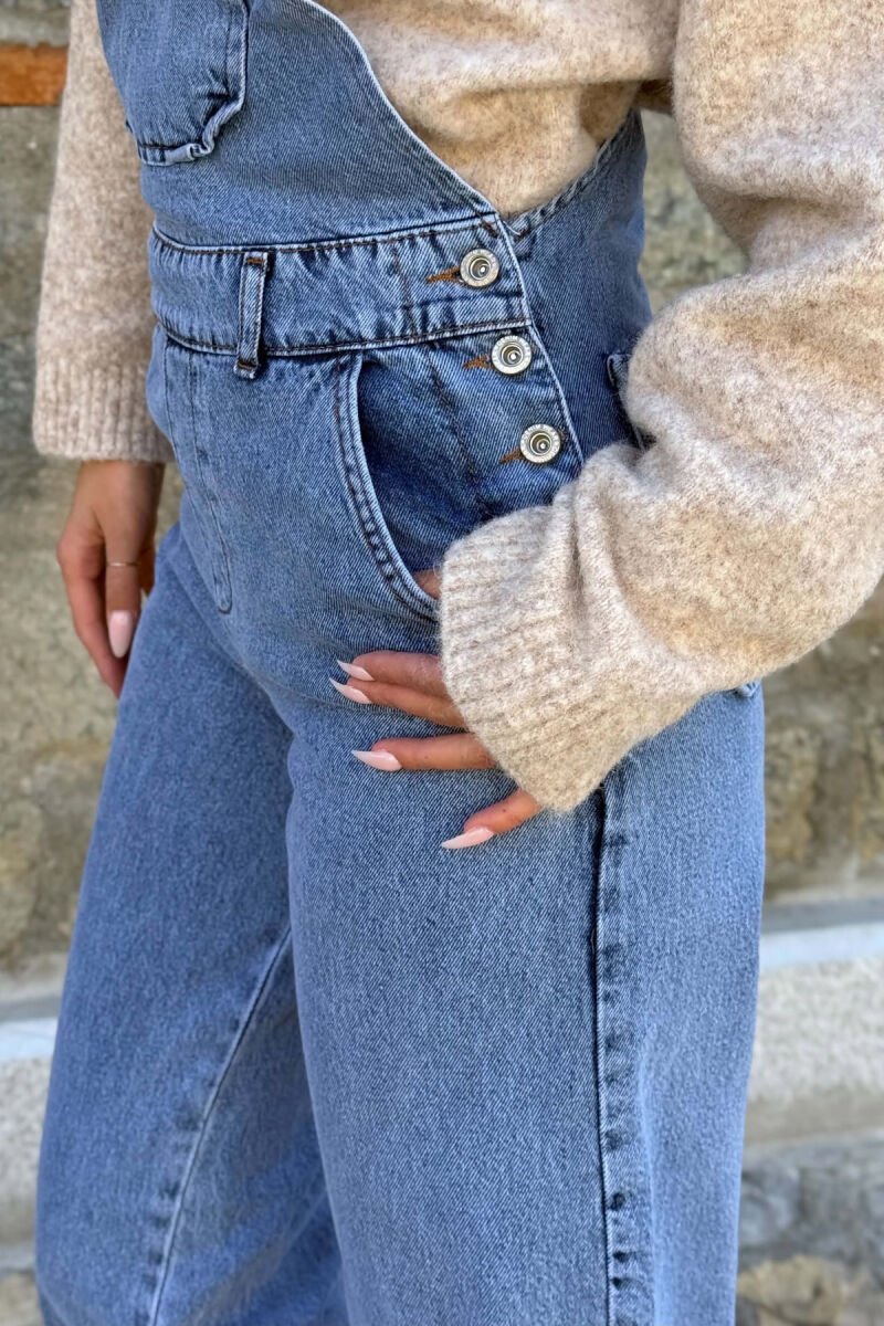 ONE COLOR DENIM SIMPLE WOMEN JUMPSUIT LIGHTBLUE/BZ - 5