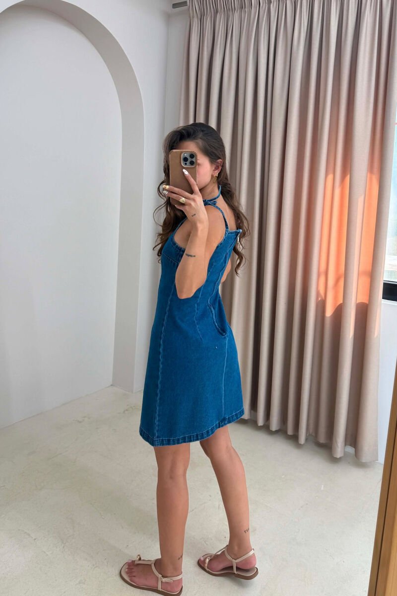 ONE COLOR DENIM WOMAN DRESS BLUE/BLU - 5