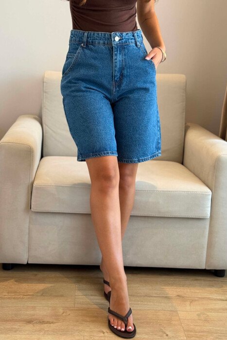 ONE COLOR DENIM WOMAN SHORTS BLUE/BLU - 2