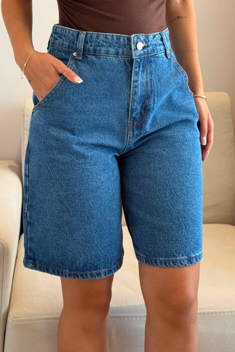ONE COLOR DENIM WOMAN SHORTS BLUE/BLU - 3