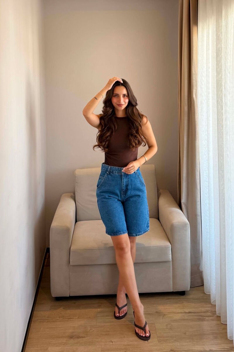 ONE COLOR DENIM WOMAN SHORTS BLUE/BLU - 5