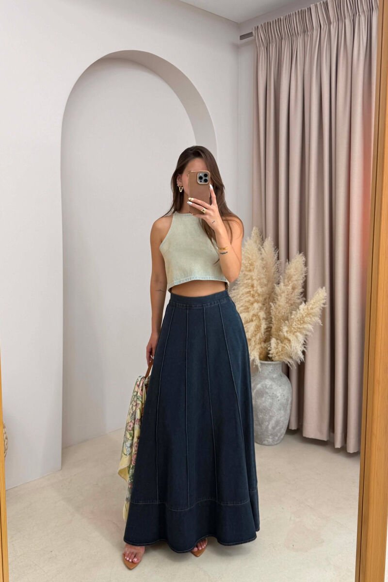 ONE COLOR DENIM WOMAN SKIRT BLUE/BLU - 1