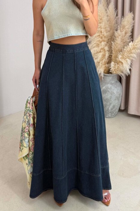 ONE COLOR DENIM WOMAN SKIRT BLUE/BLU - 4