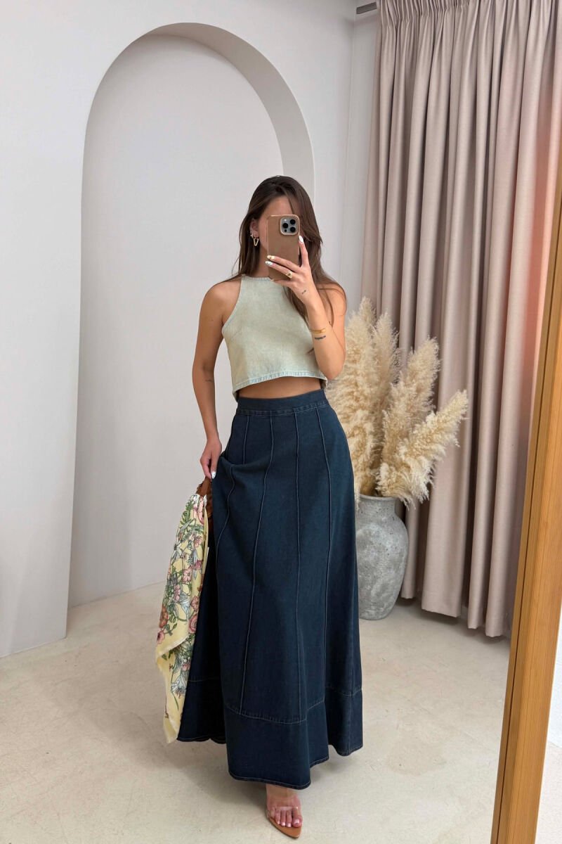 ONE COLOR DENIM WOMAN SKIRT BLUE/BLU - 5