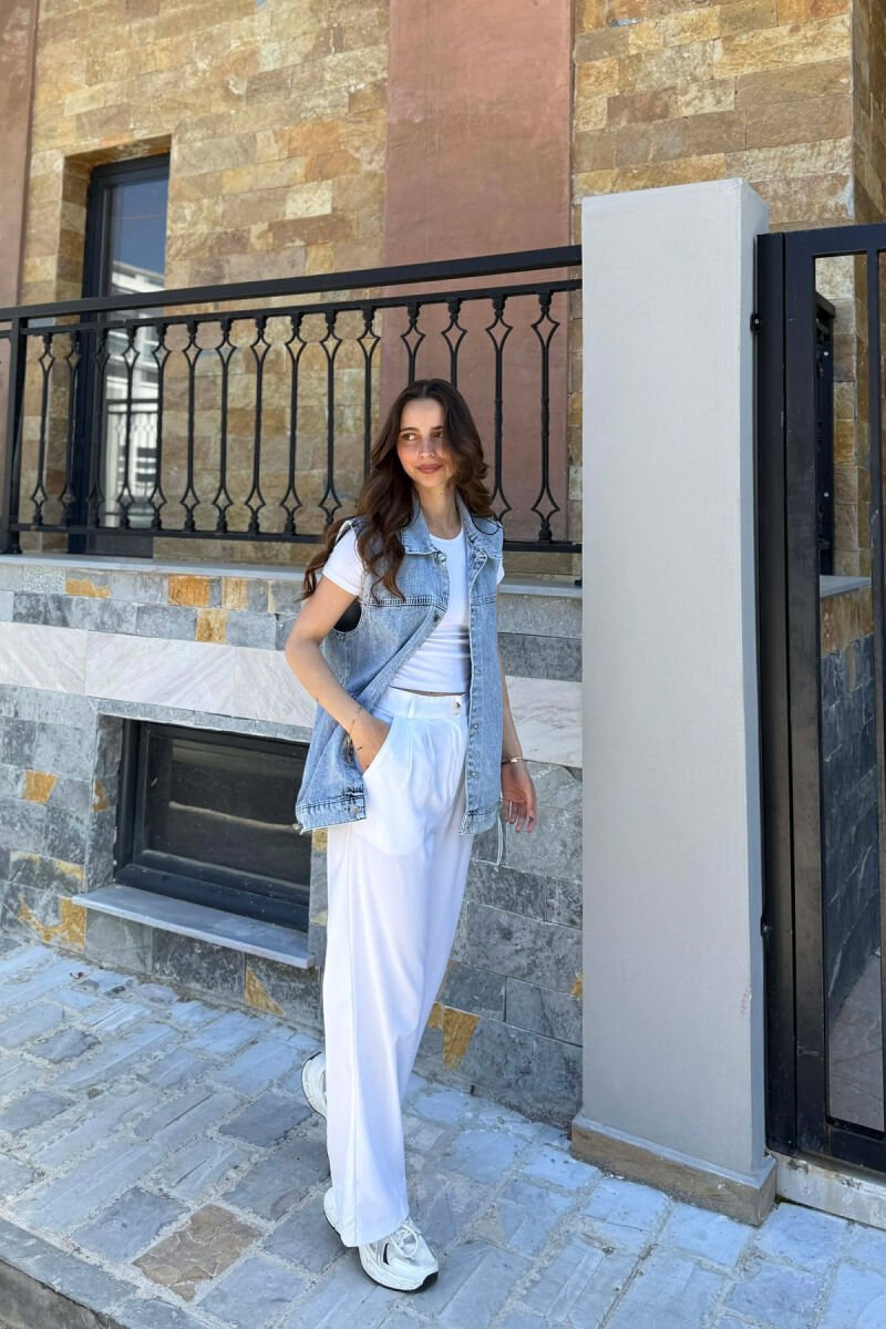 ONE COLOR DENIM WOMAN VEST LIGHTBLUE/BZ - 5