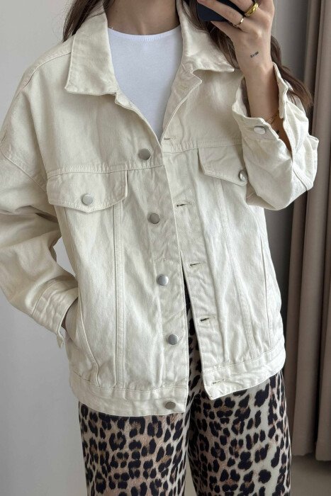 ONE COLOR SIMPLE WOMEN JACKET CREAM/KREM - 1