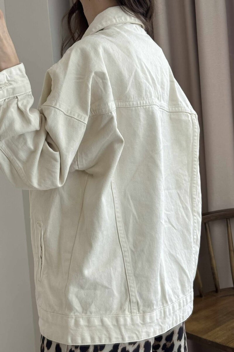 ONE COLOR SIMPLE WOMEN JACKET CREAM/KREM - 5