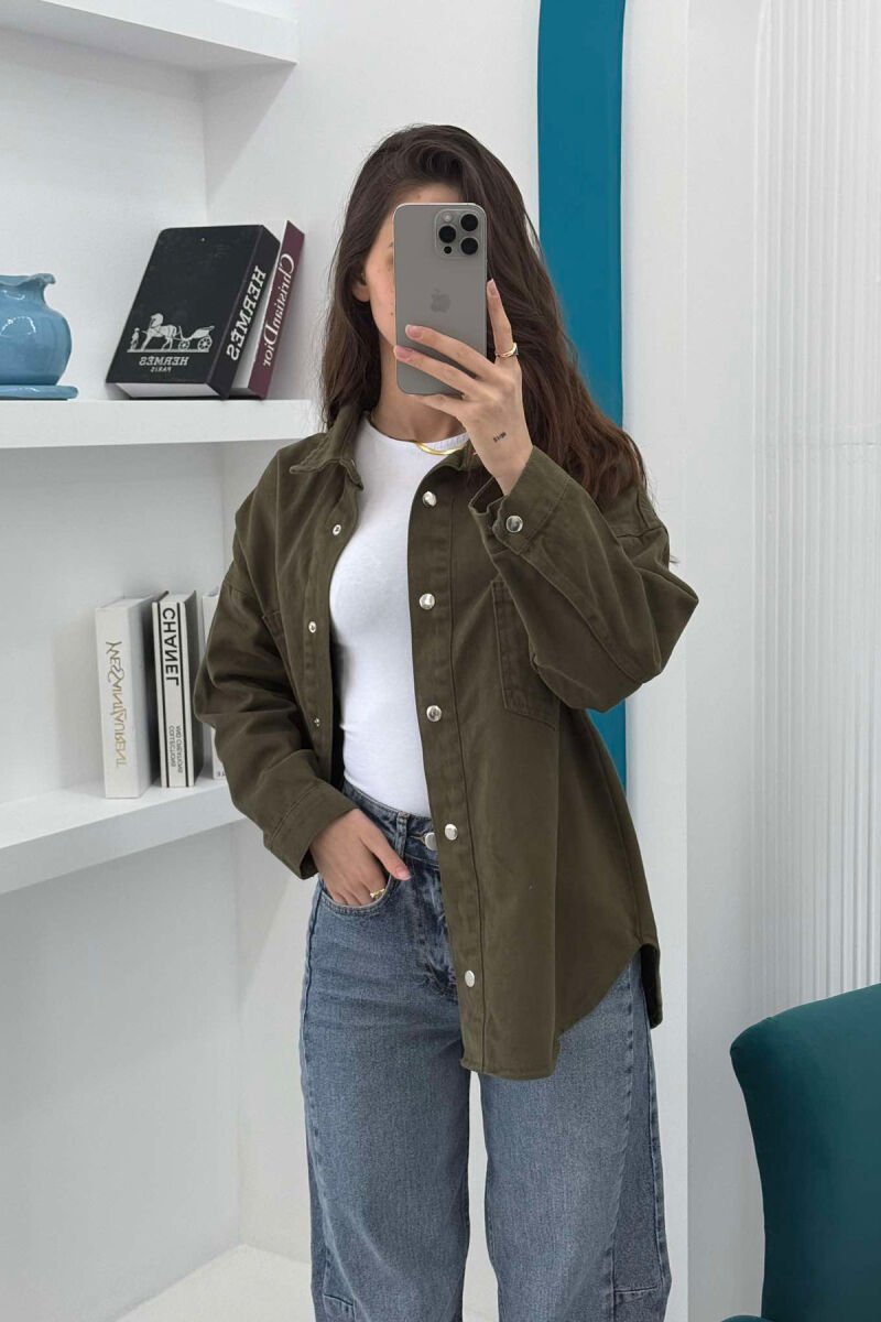 ONE COLOR DENIM WOMEN JACKET GREEN/JESHILE - 2