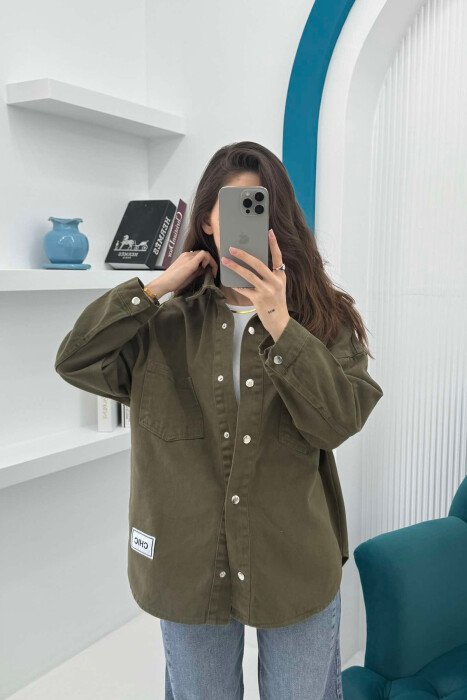 ONE COLOR DENIM WOMEN JACKET GREEN/JESHILE - 3
