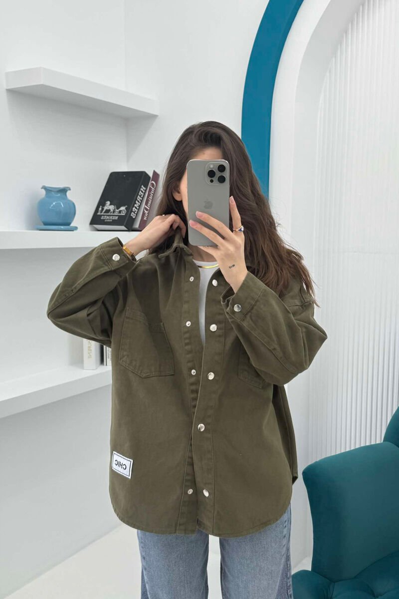 ONE COLOR DENIM WOMEN JACKET GREEN/JESHILE - 3