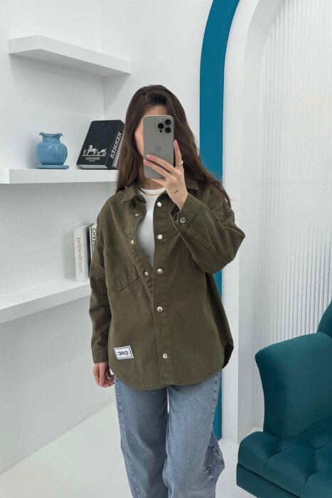 ONE COLOR DENIM WOMEN JACKET GREEN/JESHILE - 4