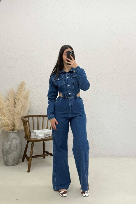 ONE COLOR DENIM WOMEN JUMPSUIT BLUE/BLU - 1
