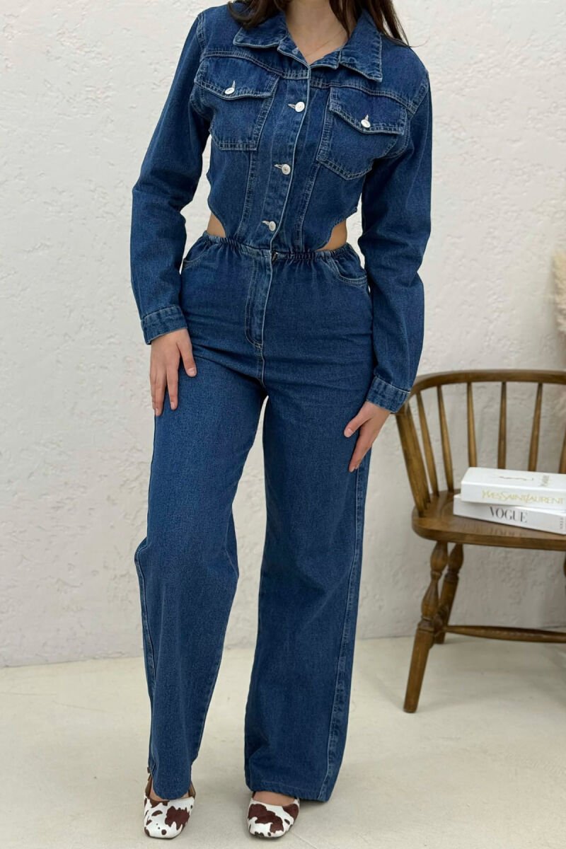 ONE COLOR DENIM WOMEN JUMPSUIT BLUE/BLU - 2