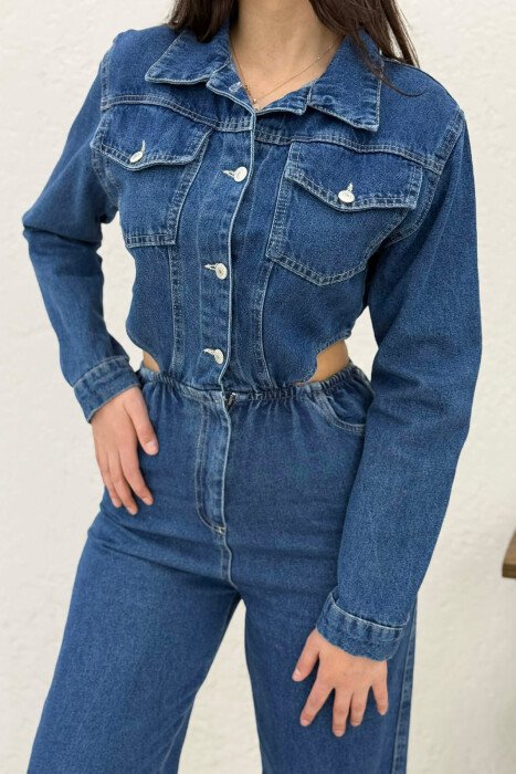ONE COLOR DENIM WOMEN JUMPSUIT BLUE/BLU - 3