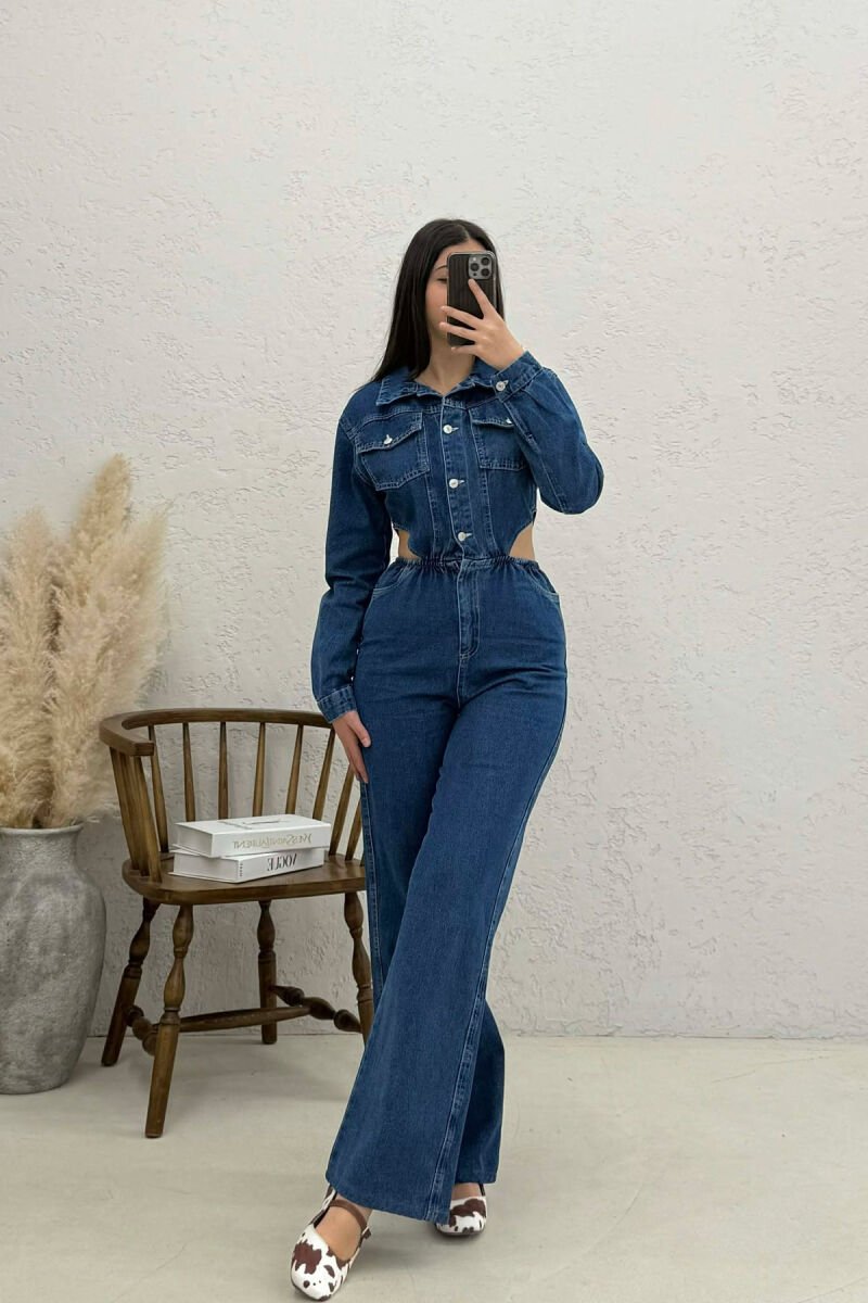 ONE COLOR DENIM WOMEN JUMPSUIT BLUE/BLU - 4