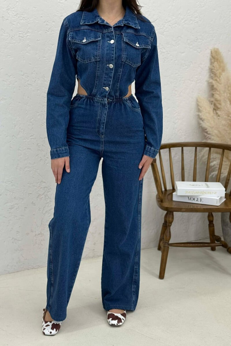 ONE COLOR DENIM WOMEN JUMPSUIT BLUE/BLU - 5