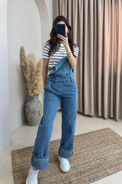 ONE COLOR DENIM WOMEN JUMPSUIT BLUE/BLU - 1