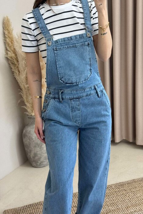 ONE COLOR DENIM WOMEN JUMPSUIT BLUE/BLU - 5