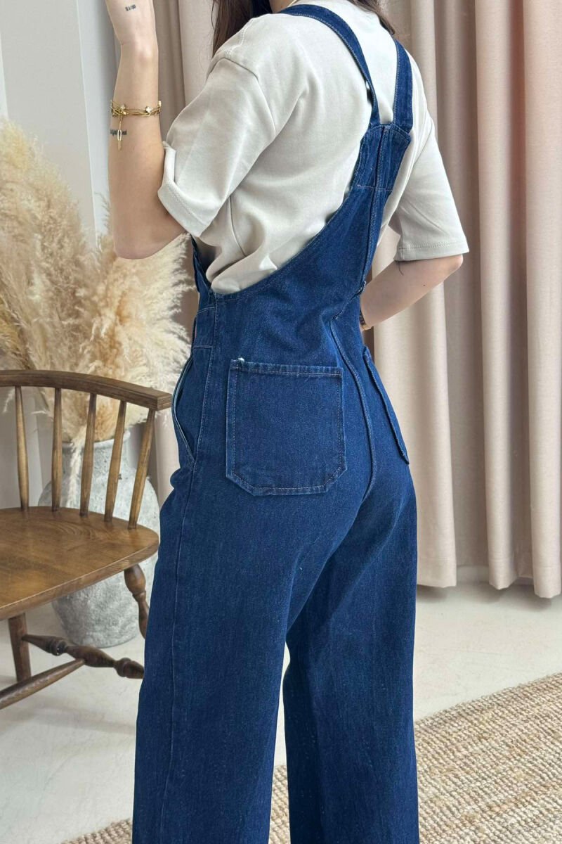 ONE COLOR DENIM WOMEN JUMPSUIT DARK BLUE/BEE - 15