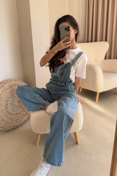ONE COLOR DENIM WOMEN JUMPSUIT LIGHTBLUE/BZ - 15