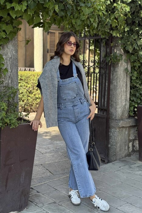 ONE COLOR DENIM WOMEN JUMPSUIT LIGHTBLUE/BZ - 2