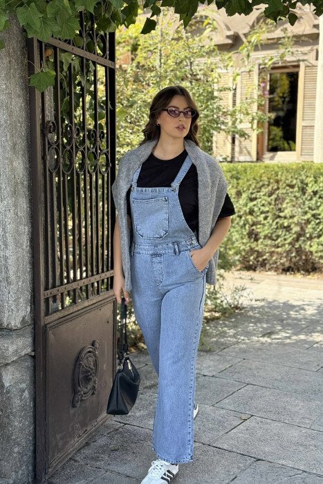 ONE COLOR DENIM WOMEN JUMPSUIT LIGHTBLUE/BZ - 4