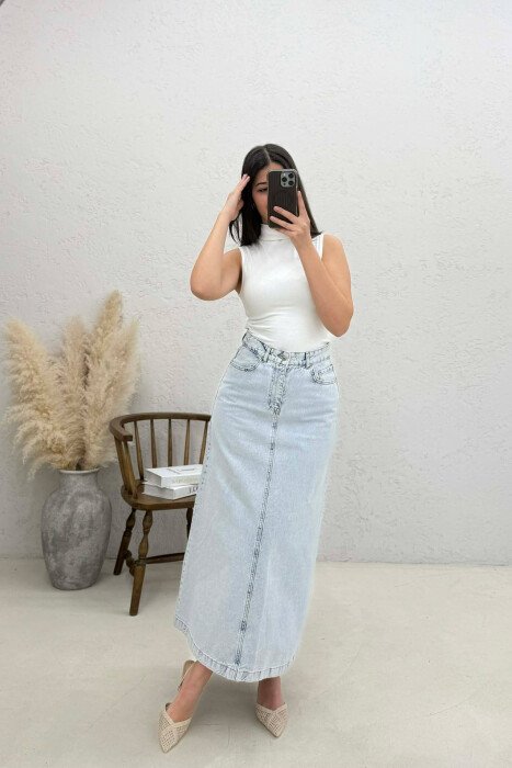ONE COLOR DENIM WOMEN SKIRT BEAUBLUE/BBL - 4