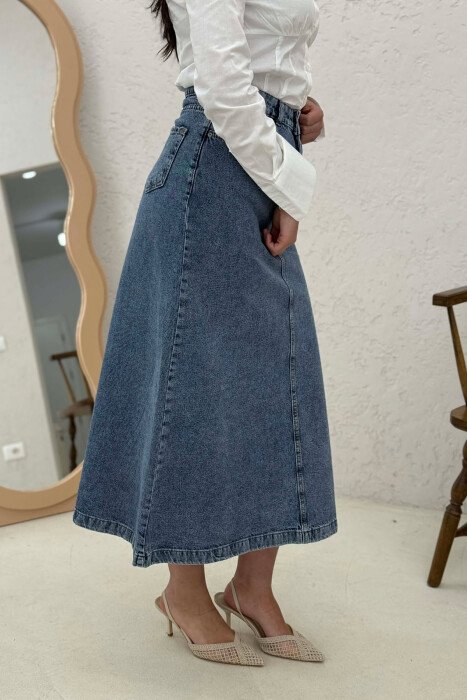 ONE COLOR DENIM WOMEN SKIRT BLUE/BLU - 3