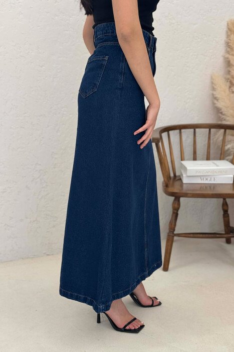 ONE COLOR DENIM WOMEN SKIRT DARK BLUE/BEE - 3