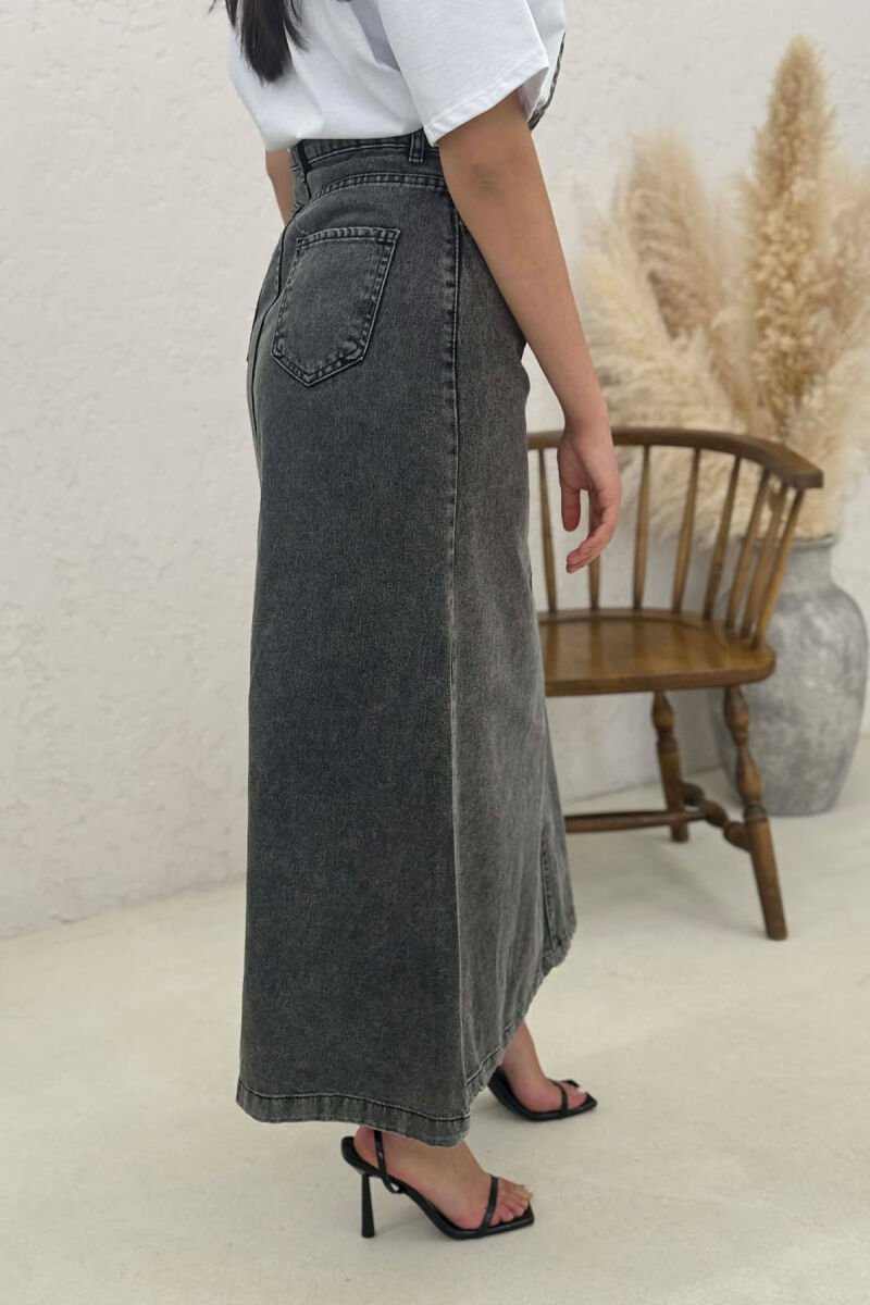 ONE COLOR DENIM WOMEN SKIRT DARK GREY/GEE - 3