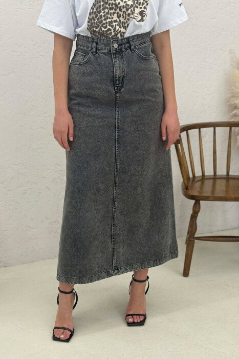 ONE COLOR DENIM WOMEN SKIRT DARK GREY/GEE - 4