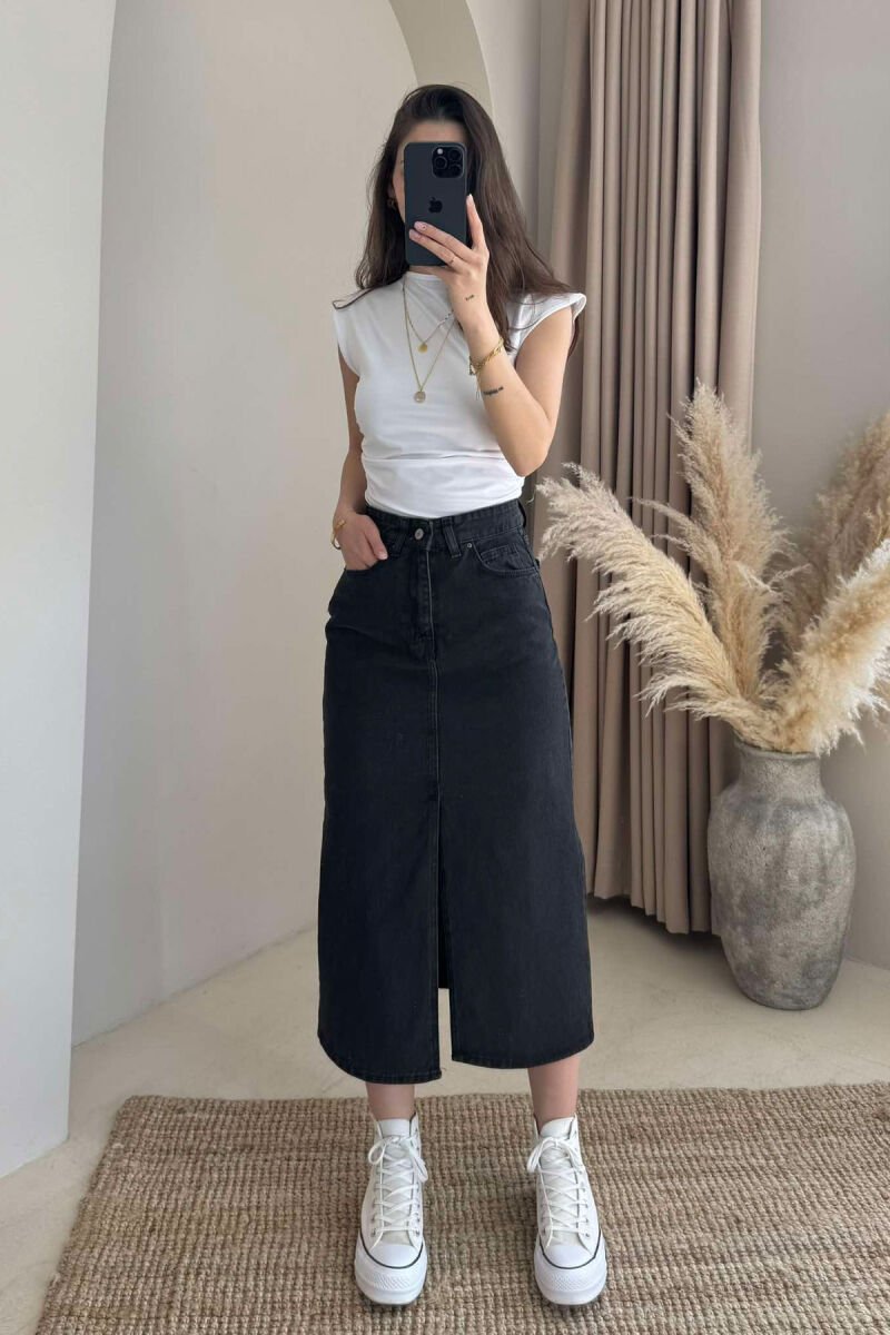 ONE COLOR DENIM WOMEN SKIRT DARK GREY/GEE - 2