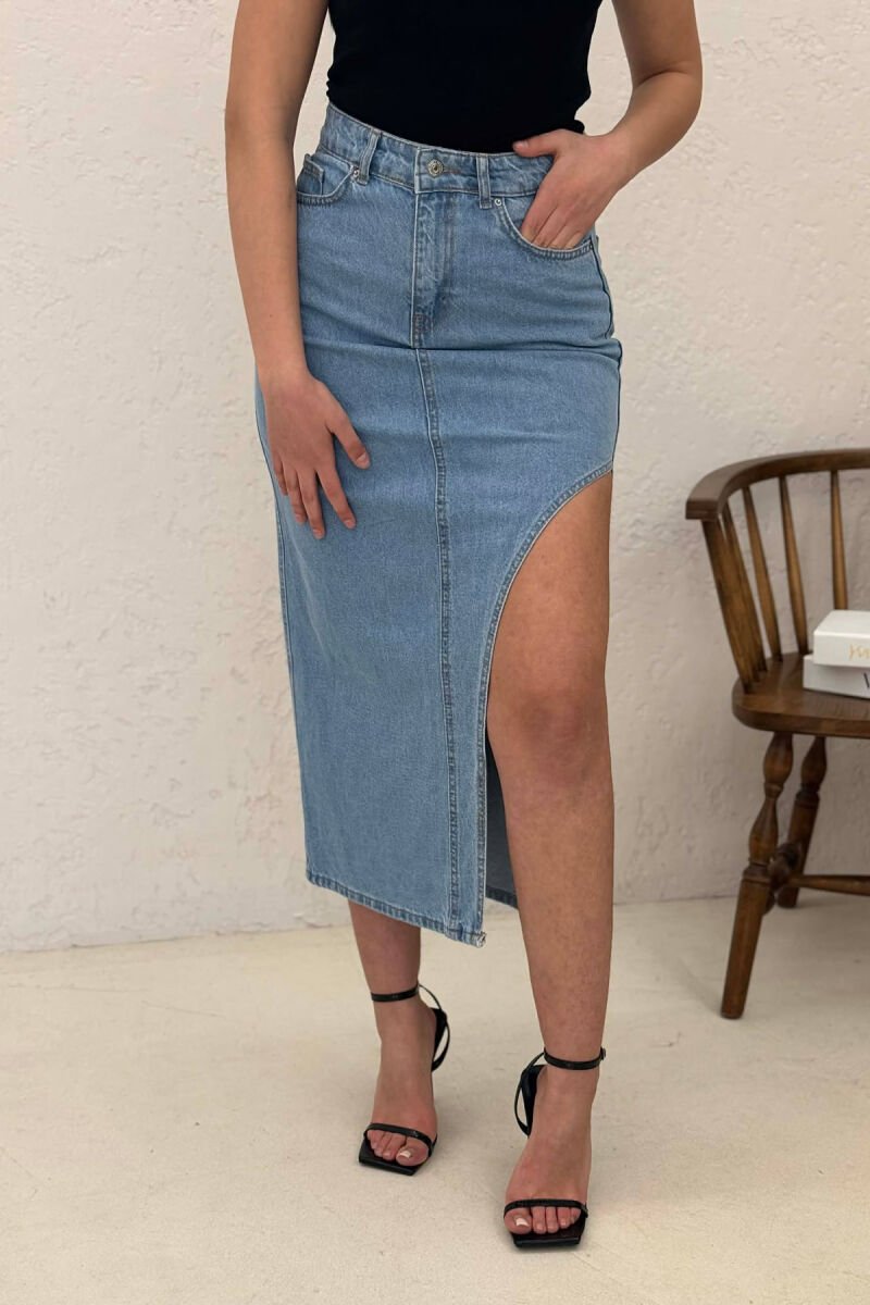 ONE COLOR DENIM WOMEN SKIRT LIGHTBLUE/BZ - 2