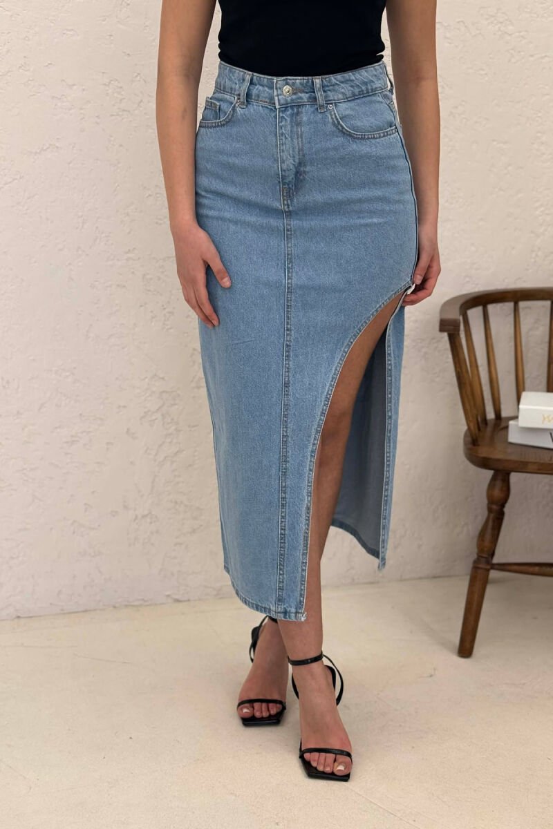 ONE COLOR DENIM WOMEN SKIRT LIGHTBLUE/BZ - 3