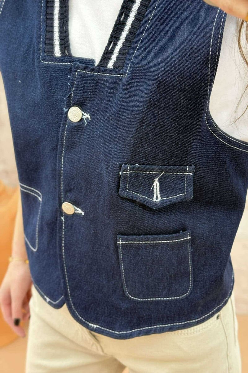 ONE COLOR DENIM WOMEN VEST BLUE/BLU - 21