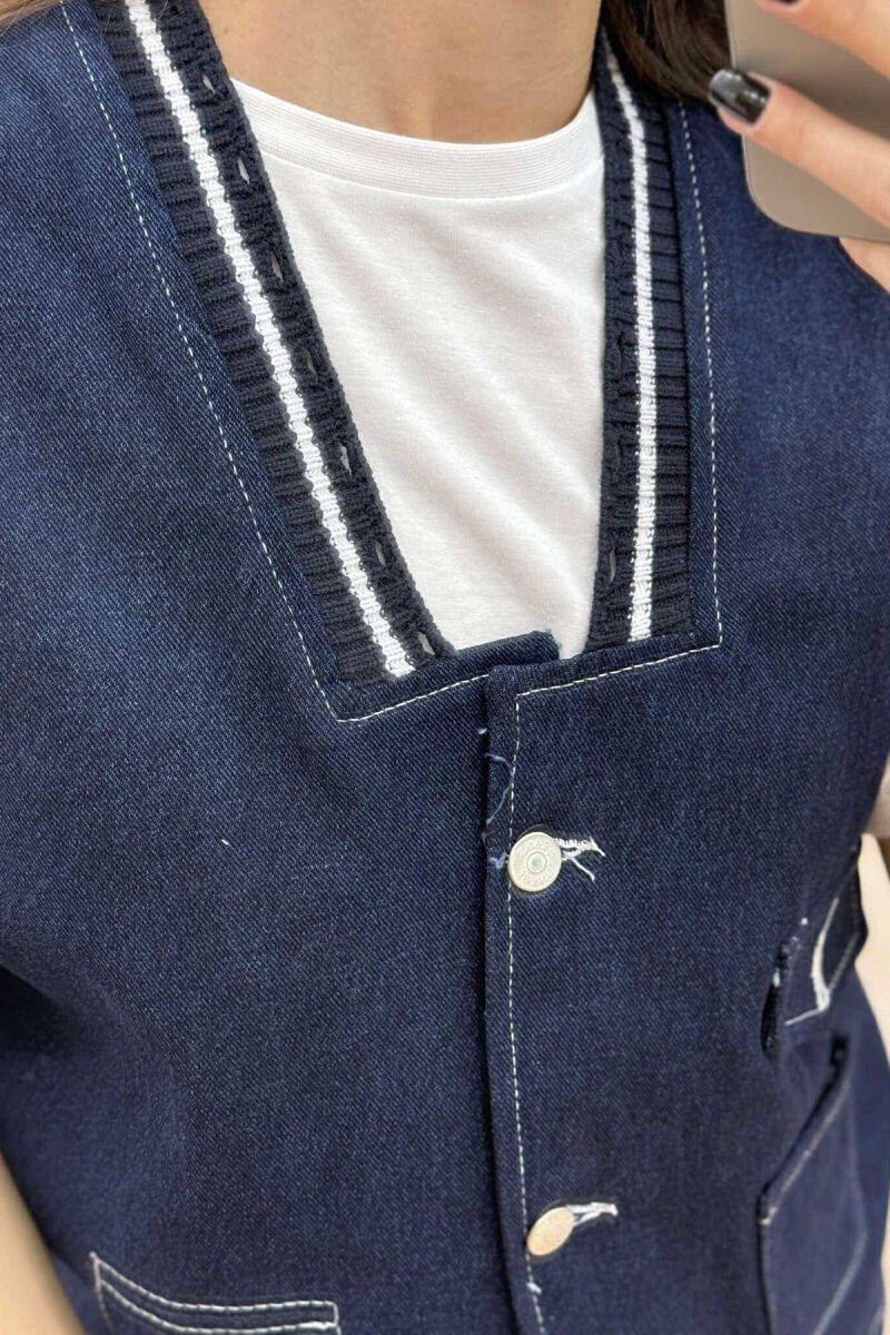 ONE COLOR DENIM WOMEN VEST BLUE/BLU - 22
