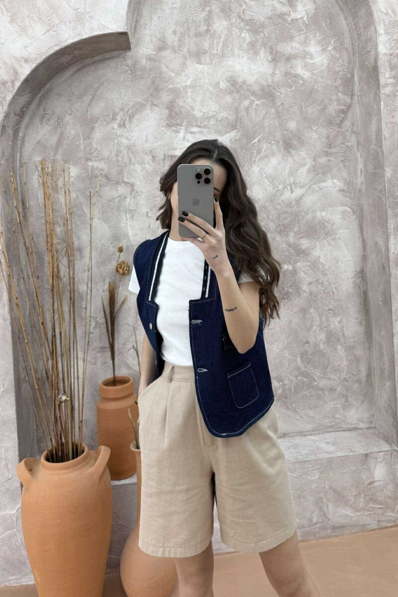 ONE COLOR DENIM WOMEN VEST BLUE/BLU - 23