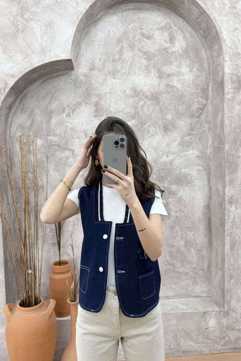 ONE COLOR DENIM WOMEN VEST BLUE/BLU - 25
