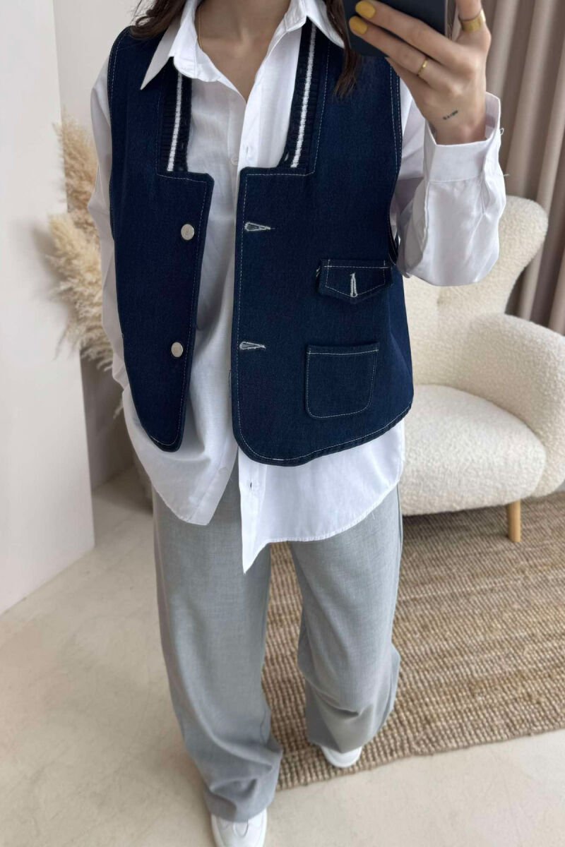 ONE COLOR DENIM WOMEN VEST BLUE/BLU - 15