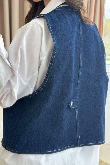 ONE COLOR DENIM WOMEN VEST BLUE/BLU - 17