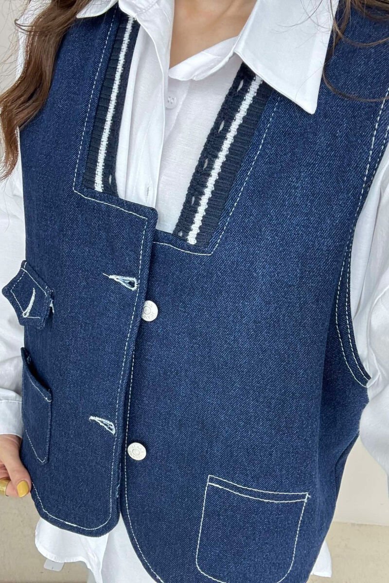 ONE COLOR DENIM WOMEN VEST BLUE/BLU - 18