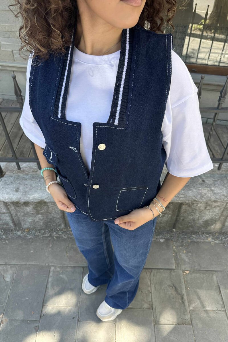 ONE COLOR DENIM WOMEN VEST BLUE/BLU - 13