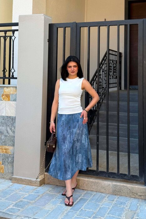 ONE COLOR DESIGNED WOMAN DRESS BLUE/BLU 