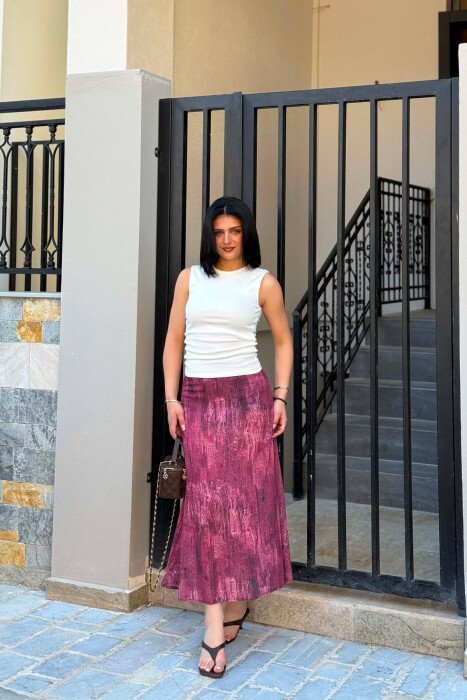 ONE COLOR DESIGNED WOMAN DRESS BURGUNDY/VISHNJE - 1