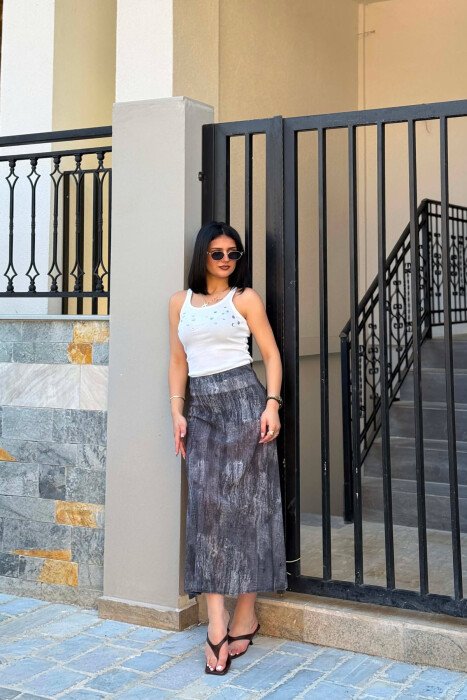 ONE COLOR DESIGNED WOMAN DRESS DARK GREY/GEE - 3