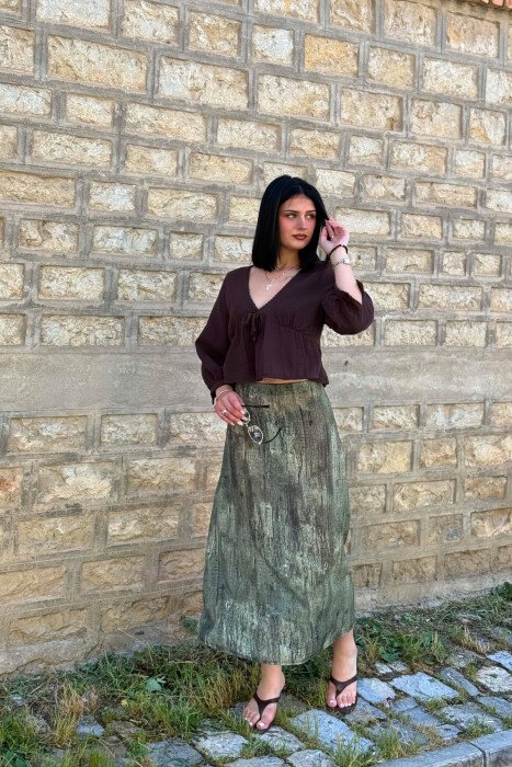 ONE COLOR DESIGNED WOMAN DRESS GREEN/JESHILE 